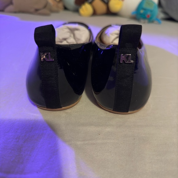 Karl Lagerfeld - Black Leather Patent Ballet Flats - Size 11 - Picture 6 of 6